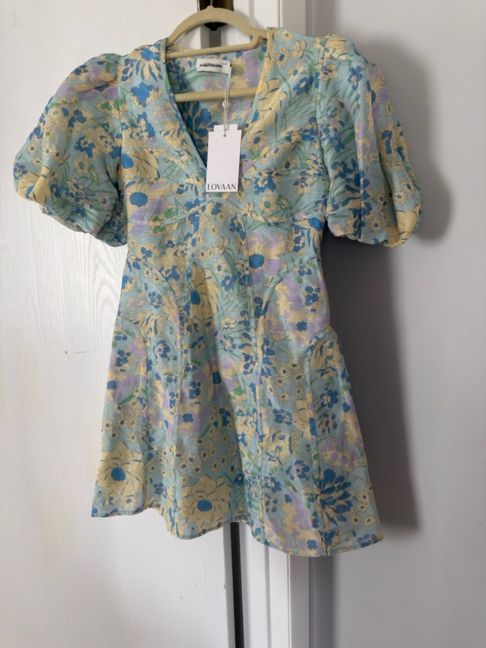 Lovaan Adeline Linen Silk Blend Mini Dress — image 6 of 8